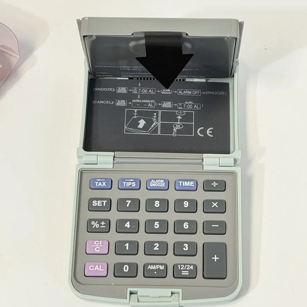 Canon CC-40 Alarm Clock Calculator Foldable Travel NOS Gray Pink Blue